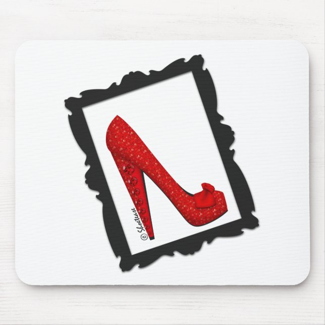 Dorothys gerahmter karminroter roter Heels Mousepad (Vorne)