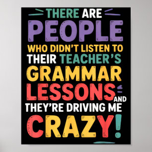 Dort Ihr Sie Englisch-Grammatik-Lehrer Lustig H Poster