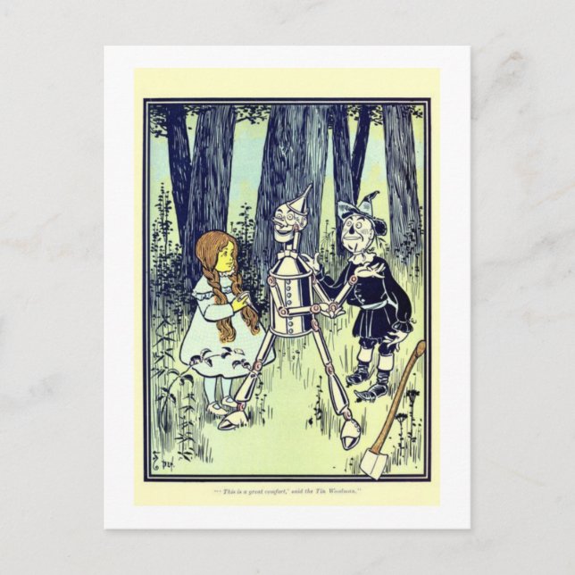 Dorthy & Scare Crow treffen Tin Man   Postkarte (Vorderseite)