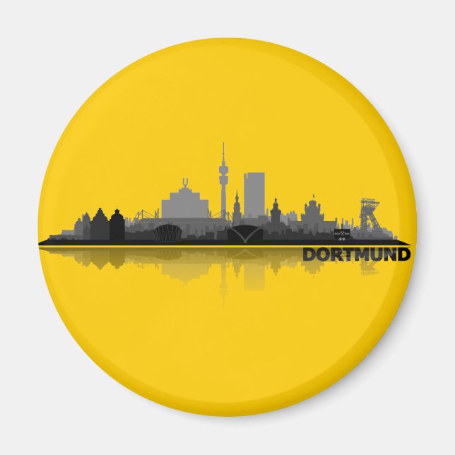 Dortmund City Skyline - Kühlschrankmagnet Magnet (Vorne)