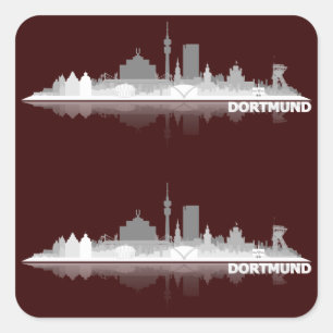 Dortmund City Skyline Quadratischer Aufkleber