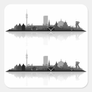 Dortmund City Skyline Quadratischer Aufkleber