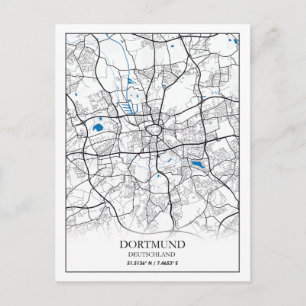 Dortmund Deutschland City Map Travel Simple Postkarte