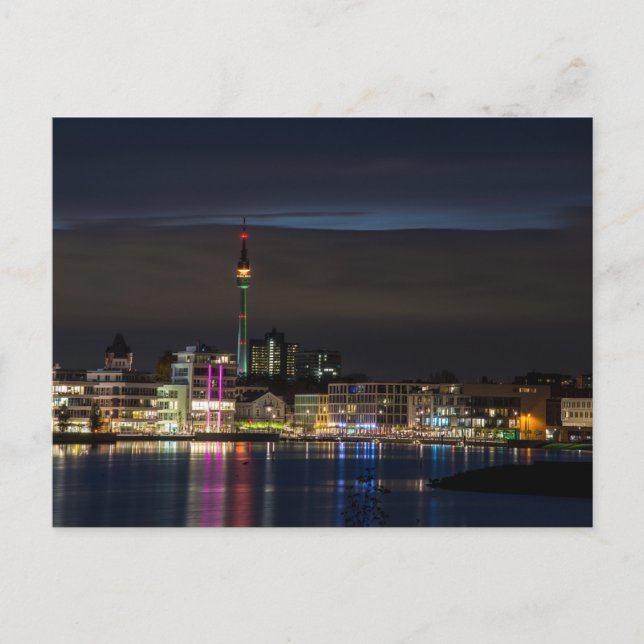 Dortmund, Deutschland-Skyline-Nacht Postkarte (Vorderseite)