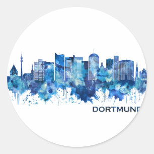 Dortmund Germany Skyline Blue Runder Aufkleber