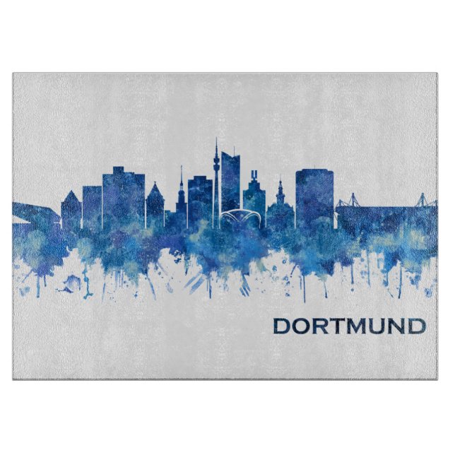 Dortmund Germany Skyline Blue Schneidebrett (Vorderseite)