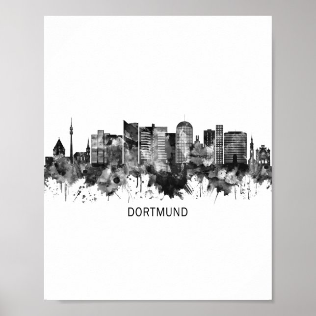 Dortmund Germany Skyline BW Poster (Vorne)