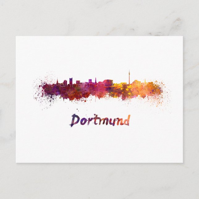 Dortmund skyline im Watercolor Postkarte (Vorderseite)