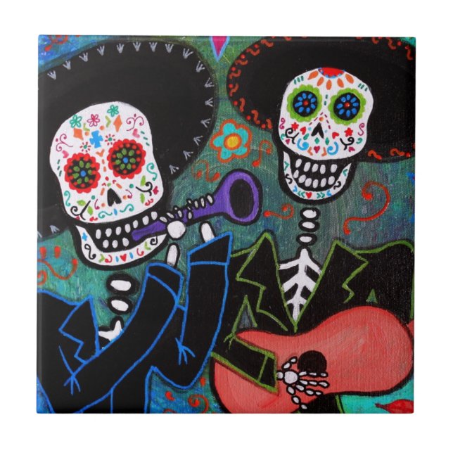 DOS Amigos Dia de Los Muertos Fliese (Vorderseite)