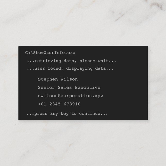 DOS-Art-Neuheits-Visitenkarte Visitenkarte (Vorderseite)