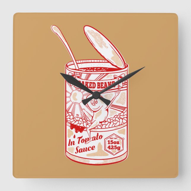 Dose von Bohnen Quadratische Wanduhr (Vorderseite)