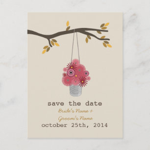 Dosen aus roten Blume Save the Date Hochzeit im He Ankündigungspostkarte