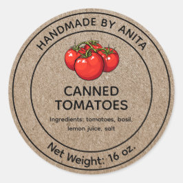 Dosen Tomaten/Paradeiser JAR Label Kraft Papier St Runder Aufkleber