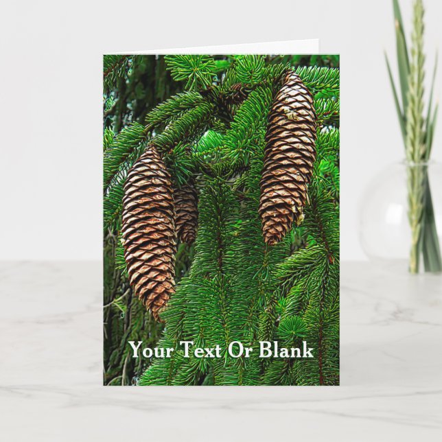 Dosen und Nadeln Feiertagskarte (Vorderseite)