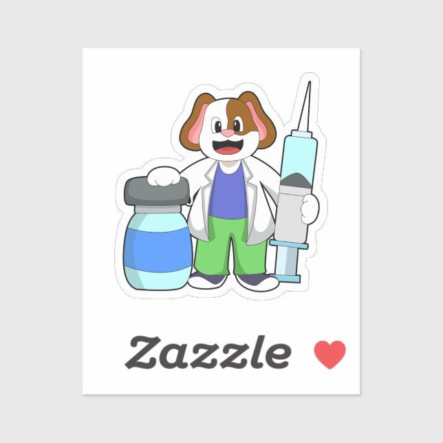 Dosierung als Arzt mit Spritze Aufkleber (Blatt)