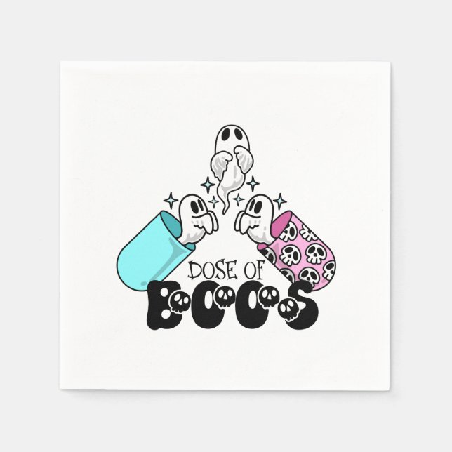 Dosierung von Boos Funny Ghost Medical Halloween Serviette (Vorderseite)
