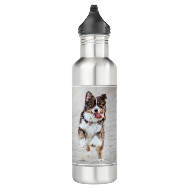 Dosierungsflasche - Personalisiertes Foto für Hund Edelstahlflasche (Rechts)