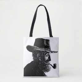 Dot-and-Line-Portrait: Kleiner alter Mann rauchen 