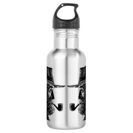 Dot-and-Line-Portrait: Kleiner alter Mann rauchen  Edelstahlflasche