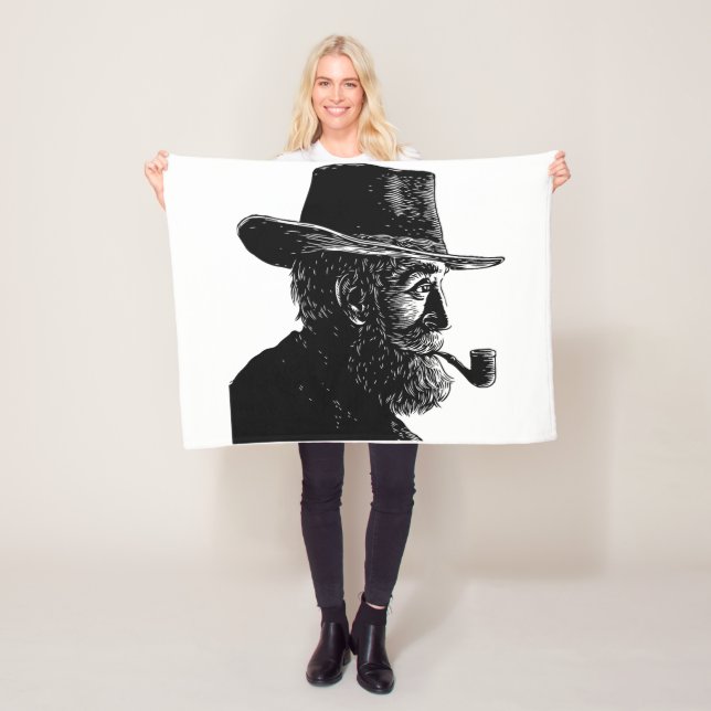 Dot-and-Line-Portrait: Kleiner alter Mann rauchen  Fleecedecke (Beispiel)