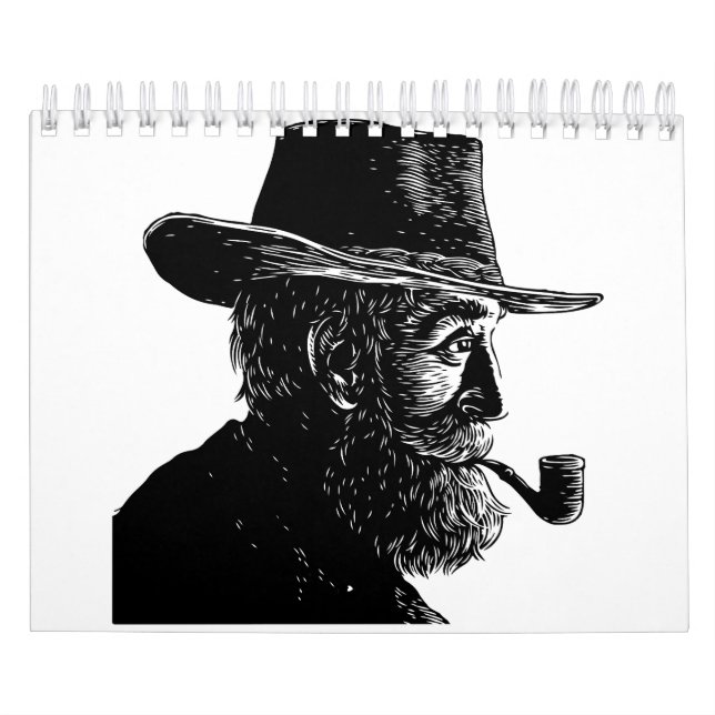 Dot-and-Line-Portrait: Kleiner alter Mann rauchen  Kalender (Titelbild)
