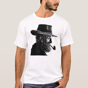 Dot-and-Line-Portrait: Kleiner alter Mann rauchen T-Shirt