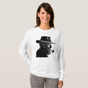 Dot-and-Line-Portrait: Kleiner alter Mann rauchen  T-Shirt