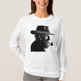Dot-and-Line-Portrait: Kleiner alter Mann rauchen  T-Shirt