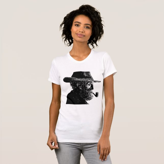 Dot-and-Line-Portrait: Kleiner alter Mann rauchen  T-Shirt