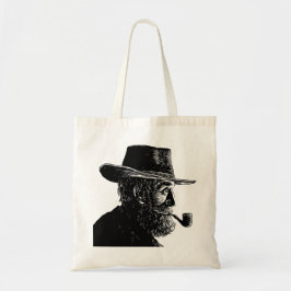 Dot-and-Line-Portrait: Kleiner alter Mann rauchen  Tragetasche