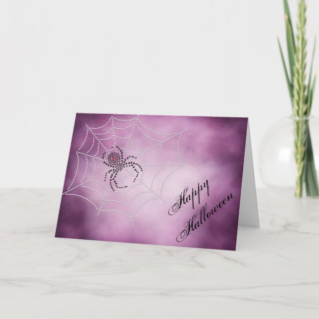 Dot Art Black Widow Spider im Web Karte (Vorderseite)