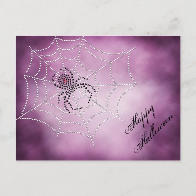 Dot Art Black Widow Spider im Web Postkarte (Vorderseite)
