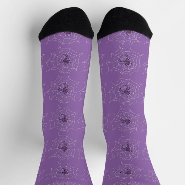 Dot Art Black Widow Spider im Web Socken (Oben)