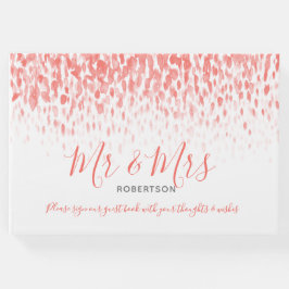 Dot Art Kaskade benutzerdefinierte Korallenorange Gästebuch