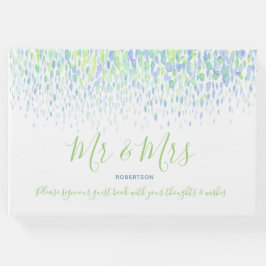 Dot Art Kaskade Custom Green Blue Hochzeit Gästebuch
