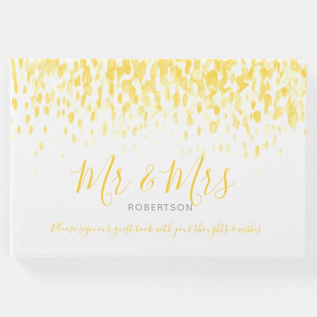 Dot Art Kaskade Custom warm gelbe Hochzeit Gästebuch (Vorderseite)