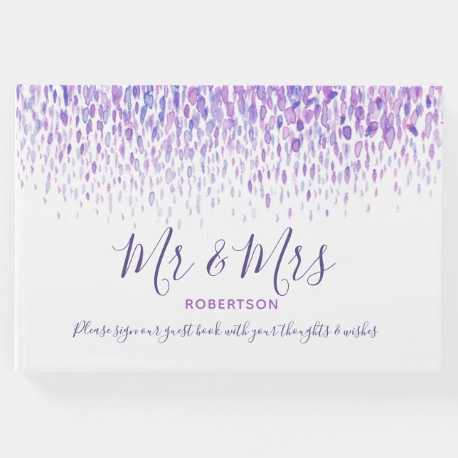 Dot Art Kaskade lila Hochzeit Gästebuch (Vorderseite)