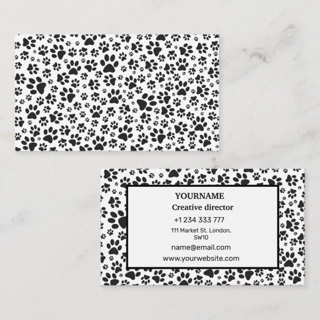 Dot Business Card für Hunde schwarz und weiß Polka Visitenkarte (Vorne/Hinten)