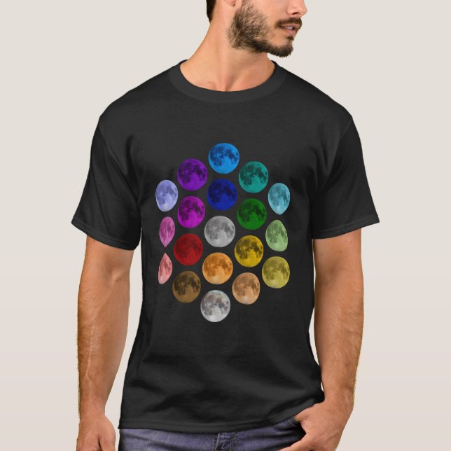 Dot Day farbenfroher Mond T-Shirt (Vorderseite)