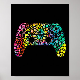 Dot Day Gamers Boy Game Controller Colorful Polka Poster