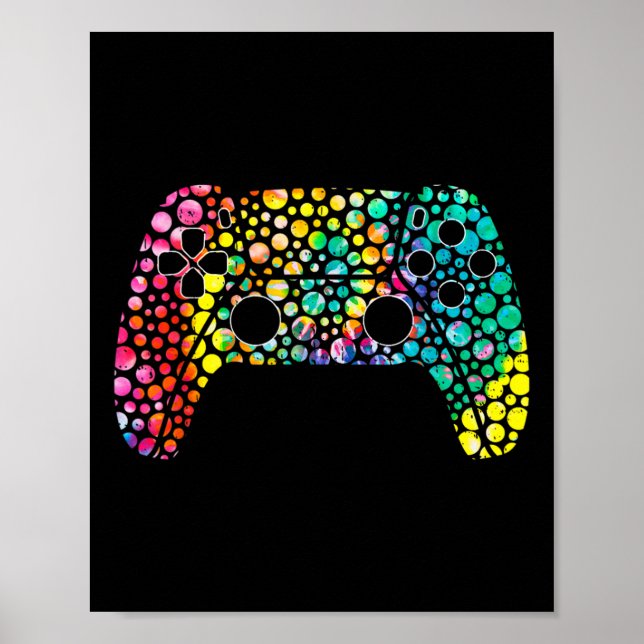 Dot Day Gamers Boy Game Controller Colorful Polka Poster (Vorne)