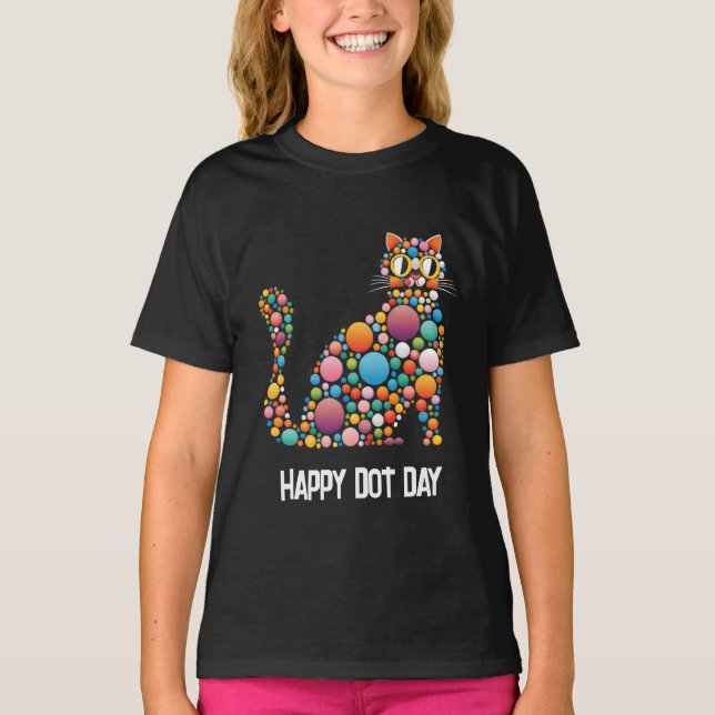 Dot Day polka dot cat T-Shirt (Vorderseite)