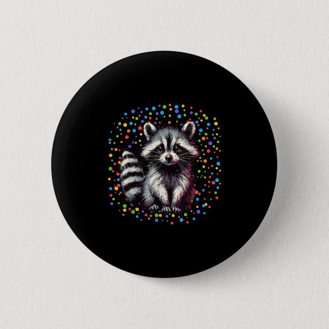 Dot Day Raccoon Rainbow Polka Boys Girls Creativit Button (Vorderseite)