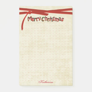 Dot Grid Merry Christmas Tartan Muster Typografie Post-it Klebezettel