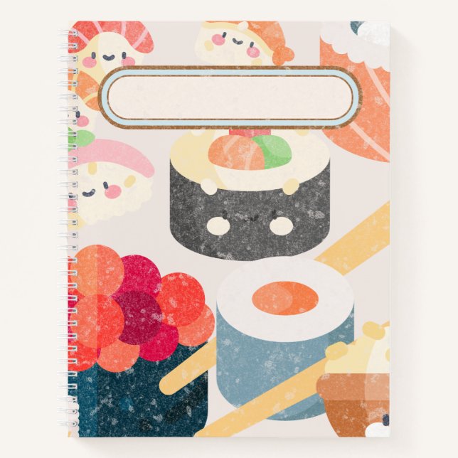 Dot Grid Spiral Notebook Sushi Design Notizbuch (Vorderseite)
