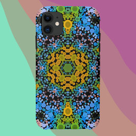Dot Mandala Blume Blau Gelb und Grün Case-Mate iPhone Hülle