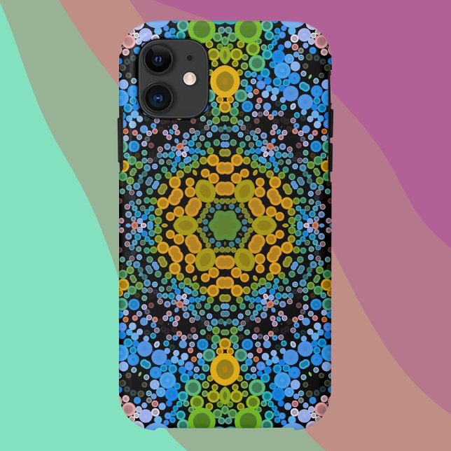 Dot Mandala Blume Blau Gelb und Grün Case-Mate iPhone Hülle (Von Creator hochgeladen)
