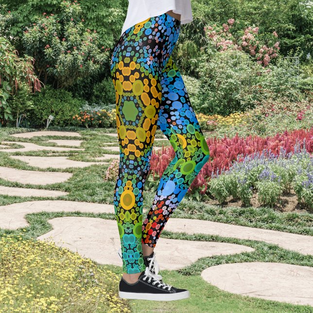 Dot Mandala Blume Blau Gelb und Grün Leggings (Von Creator hochgeladen)