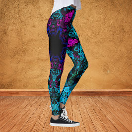 Dot Mandala Blume Blau Grün und Rosa Leggings