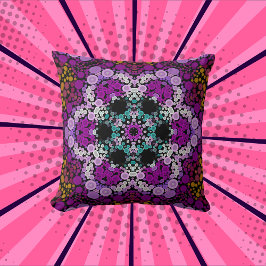 Dot Mandala Blume Blau Rosa und Gelb Kissen